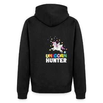 Lustiger Einhorn Spruch I Einhörner - Unisex Premium Bio Zip Hoodie - Schwarz - Hinten - Nico (187cm)