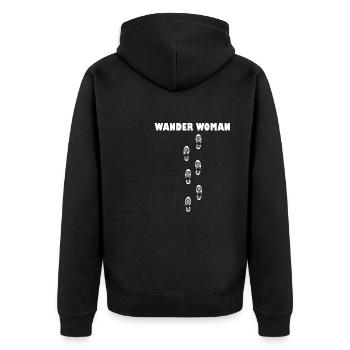 Wander Woman Herzschlag Wandern Berge Wanderwoman - Unisex Premium Bio Zip Hoodie - Schwarz - Hinten - Nico (187cm)