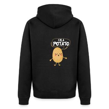 Im A Potato - Unisex Premium Bio Zip Hoodie - Schwarz - Hinten - Nico (187cm)