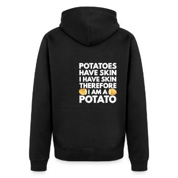 Potatoes Have Skin I Have Skin Am A Potato - Unisex Premium Bio Zip Hoodie - Schwarz - Hinten - Nico (187cm)