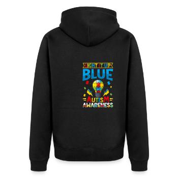 World autism Mom Dad - Unisex Premium Organic Zip Hoodie - black - Back - Nico (187cm)