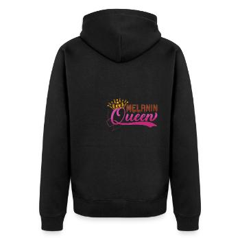 Melanin American Natural Afro - Unisex Premium Organic Zip Hoodie - black - Back - Nico (187cm)