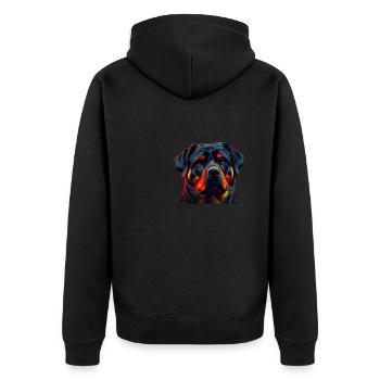 Rottweiler Hund Hunde Welpe Hundehalter Rottweiler - Unisex Premium Bio Zip Hoodie - Schwarz - Hinten - Nico (187cm)