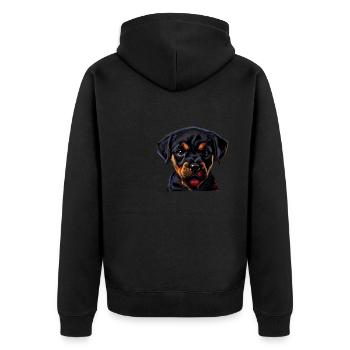 Rottweiler Hund Hunde Welpe Hundehalter Rottweiler - Unisex Premium Bio Zip Hoodie - Schwarz - Hinten - Nico (187cm)