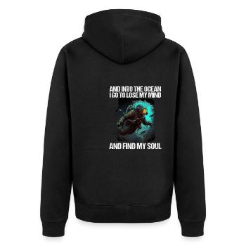 Tauchen Taucher Taucherin - Unisex Premium Bio Zip Hoodie - Schwarz - Hinten - Nico (187cm)