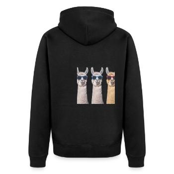 Alpaca Gang Team Crew - Unisex Premium Organic Zip Hoodie - black - Back - Nico (187cm)