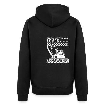 Lustiger Bagger Spruch für Baggerfahrer - Unisex Premium Bio Zip Hoodie - Schwarz - Hinten - Nico (187cm)