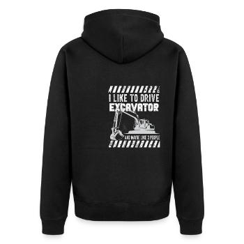 Lustiger Bagger Spruch für Baggerfahrer - Unisex Premium Bio Zip Hoodie - Schwarz - Hinten - Nico (187cm)