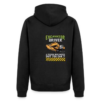 Lustiger Bagger Spruch für Baggerfahrer - Unisex Premium Bio Zip Hoodie - Schwarz - Hinten - Nico (187cm)