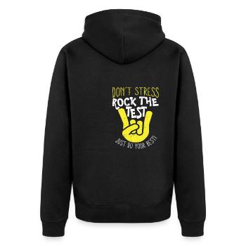 Don't Stress Rock the Test Funny Test Day Teacher - Unisex Premium Organic Zip Hoodie - black - Back - Nico (187cm)