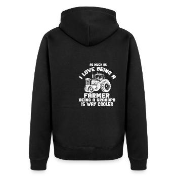Lustiger Landwirt Spruch mit Traktor - Unisex Premium Bio Zip Hoodie - Schwarz - Hinten - Nico (187cm)