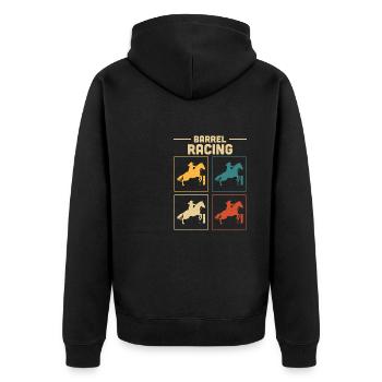 Retro Western Barrel Vintage Horse Lover Barrel Ra - Unisex Premium Organic Zip Hoodie - black - Back - Nico (187cm)