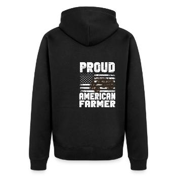 Lustiger Landwirt Spruch mit Traktor - Unisex Premium Bio Zip Hoodie - Schwarz - Hinten - Nico (187cm)