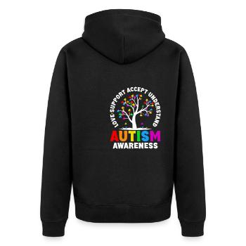 Love Support accept understand Autism - Unisex Premium Organic Zip Hoodie - black - Back - Nico (187cm)