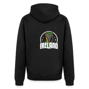Keltische Harfe Irland Musik Schule Musiker - Unisex Premium Bio Zip Hoodie - Schwarz - Hinten - Nico (187cm)
