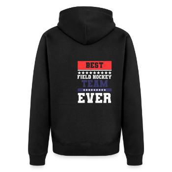 Best Field Hockey Team Ever American Flag Goalkeep - Unisex Premium Bio Zip Hoodie - Schwarz - Hinten - Nico (187cm)