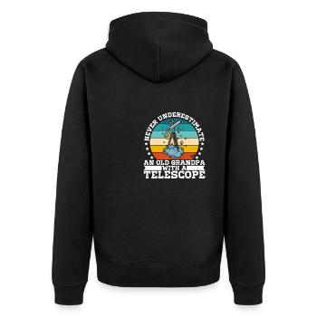 Telescope Physics School Astronomy Stars - Unisex Premium Organic Zip Hoodie - black - Back - Nico (187cm)