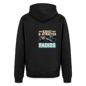 Funker Morse Mörser Ham Radio Funkgerät - Unisex Premium Bio Zip Hoodie - Schwarz - Hinten - Nico (187cm)