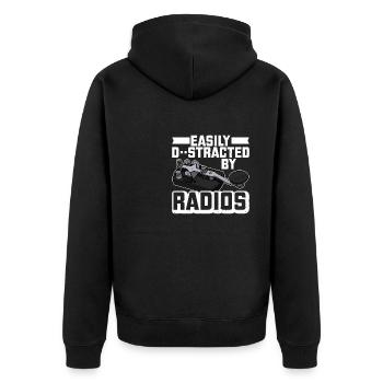 Funker Morse Mörser Ham Radio Funkgerät - Unisex Premium Bio Zip Hoodie - Schwarz - Hinten - Nico (187cm)