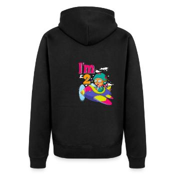 Now i'm 2 - Unisex Premium Bio Zip Hoodie - Schwarz - Hinten - Nico (187cm)