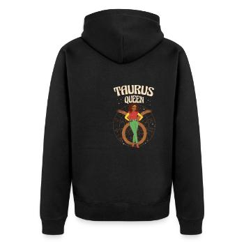 Queen Taurus Woman Zodiac Sign Horoscope - Unisex Premium Organic Zip Hoodie - black - Back - Nico (187cm)
