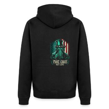 Cthulhu Make Chaos Not Love, Cosmic Horror - Unisex Premium Bio Zip Hoodie - Schwarz - Hinten - Nico (187cm)