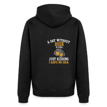 Feiern Bier Party Spruch I Biertrinken - Unisex Premium Bio Zip Hoodie - Schwarz - Hinten - Nico (187cm)