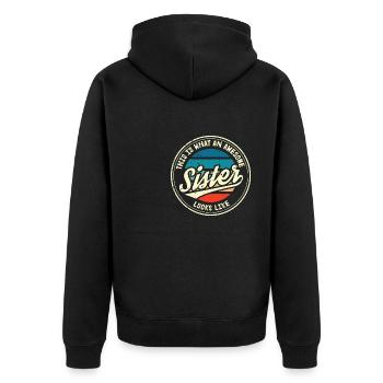 Best Sister Sister Heart Retro Sis Gift - Unisex Premium Organic Zip Hoodie - black - Back - Nico (187cm)