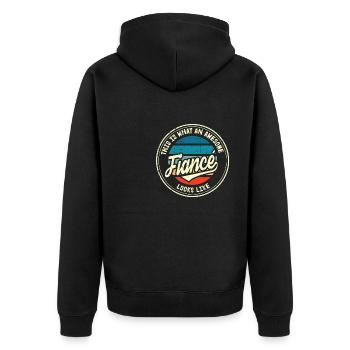 Fiancé Best Wedding Proposal Retro Gift - Unisex Premium Organic Zip Hoodie - black - Back - Nico (187cm)