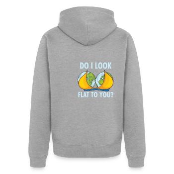 Est-ce que je te regarde à plat drôle Science de la Terre plate - Veste à capuche bio Premium Unisexe - gris chiné - Dos - Nico (187cm)