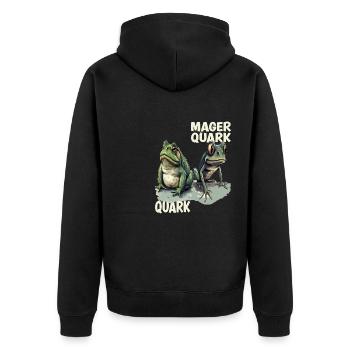 Frosch Kaulquappe Quark Diät Magerquark Wortspiel - Unisex Premium Bio Zip Hoodie - Schwarz - Hinten - Nico (187cm)