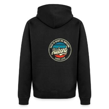 Meilleur mari du monde Cadeau rétro - Veste à capuche bio Premium Unisexe - noir - Dos - Nico (187cm)