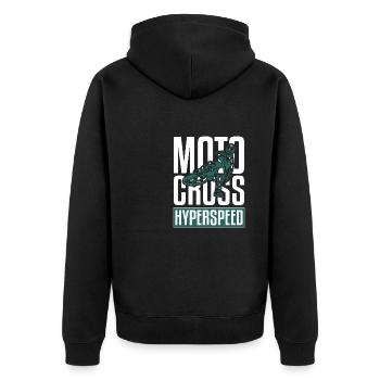 Motocross Hyperspeed - Unisex Premium Bio Zip Hoodie - Schwarz - Hinten - Nico (187cm)