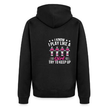 Foosball Women I Know I Play Like A Girl Try To Ke - Unisex Premium Organic Zip Hoodie - black - Back - Nico (187cm)