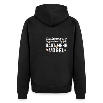 Vögel beobachten Ornithologie Vogelbeobachtung - Unisex Premium Bio Zip Hoodie - Schwarz - Hinten - Nico (187cm)
