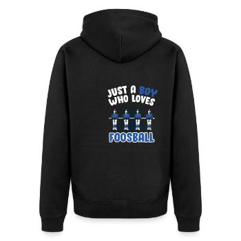 Juste un garçon qui aime le baby-foot hommes Football de table Ent - Veste à capuche bio Premium Unisexe - noir - Dos - Nico (187cm)