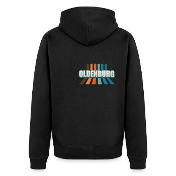 Oldenburgerin Oldenburger Oldenburg - Unisex Premium Bio Zip Hoodie - Schwarz - Hinten - Nico (187cm)