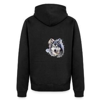 Alaskan Malamute - Unisex Premium Organic Zip Hoodie - black - Back - Nico (187cm)