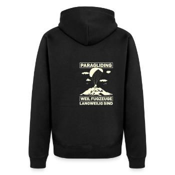 Paragliding Paragleiter Gleitschirm - Unisex Premium Bio Zip Hoodie - Schwarz - Hinten - Nico (187cm)