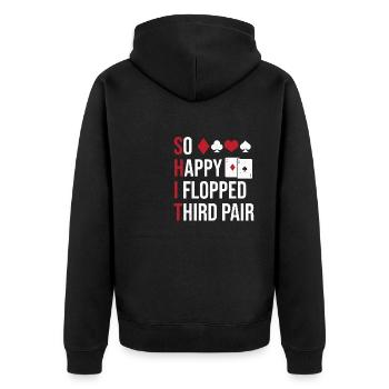Poker Aces Spades So Happy I Have Flopped Third Pa - Unisex Premium Bio Zip Hoodie - Schwarz - Hinten - Nico (187cm)
