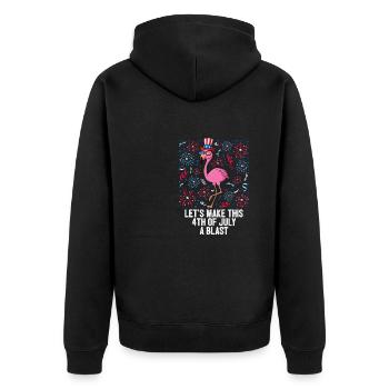 Let's Make This 4th Of July A Blast USA Flamingo - Unisex Premium Bio Zip Hoodie - Schwarz - Hinten - Nico (187cm)