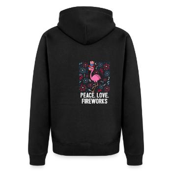 4th Of July Peace Love Fireworks USA Flag Freedom - Unisex Premium Bio Zip Hoodie - Schwarz - Hinten - Nico (187cm)