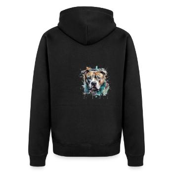 American Staffordshire Terrier - Unisex Premium Bio Zip Hoodie - Schwarz - Hinten - Nico (187cm)