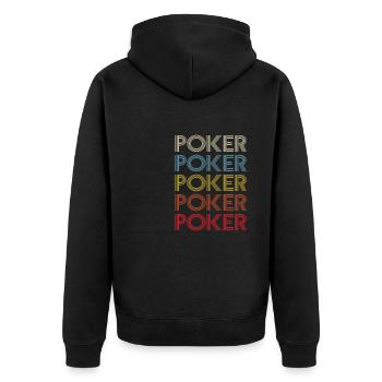 Poker Texas Hold'em Vintage Aces Spades Game Card - Unisex Premium Organic Zip Hoodie - black - Back - Nico (187cm)