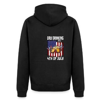 Happy 4th Of July Day Drinking American Flag - Unisex Premium Organic Zip Hoodie - black - Back - Nico (187cm)