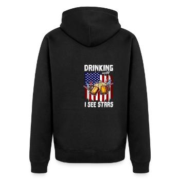 4th Of July Drinking Until I See Stars USA Flag - Unisex Premium Organic Zip Hoodie - black - Back - Nico (187cm)