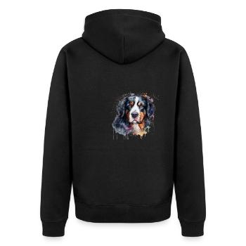Bernese Mountain Dog - Unisex Premium Bio Zip Hoodie - Schwarz - Hinten - Nico (187cm)