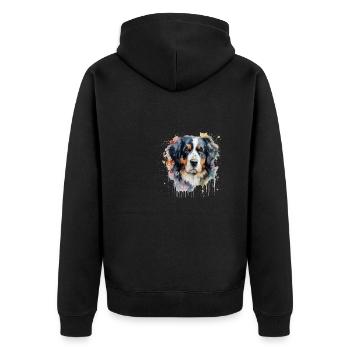Bernese Mountain Dog - Unisex Premium Bio Zip Hoodie - Schwarz - Hinten - Nico (187cm)