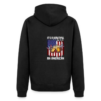 4th Of July It's A Beautiful Day To Be An - Unisex Premium Bio Zip Hoodie - Schwarz - Hinten - Nico (187cm)