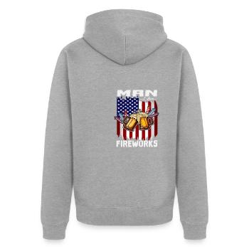 4th Of July Party Man I Love Fireworks American - Veste à capuche bio Premium Unisexe - gris chiné - Dos - Nico (187cm)